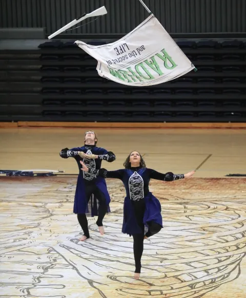 Performance of winter guard indoors.